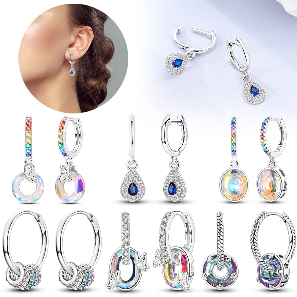 Women'S Fashion Website - Silver Colors Sparkling Teardrop Sapphire Earrings