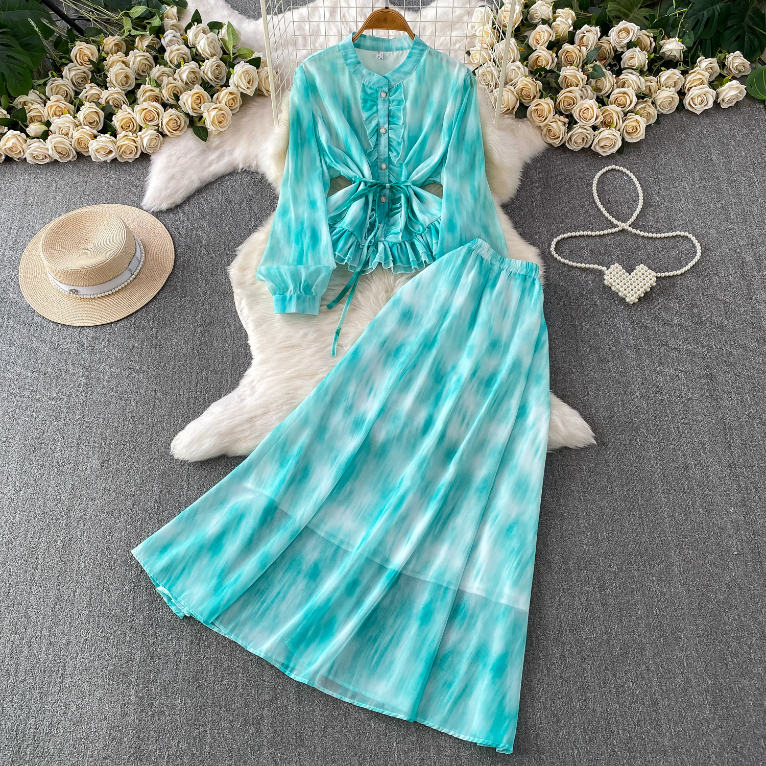 Tie Dye Two Piece - Spring Autumn Bohemian Women Tie Dye