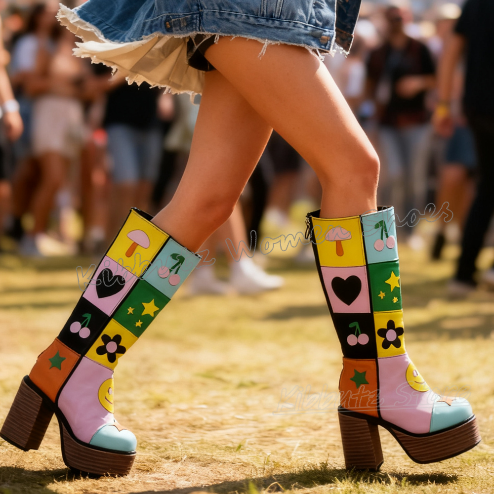 Flower Platform Knee High Boot - مراجعة Women'S Fashion Knee High Boots وسعره