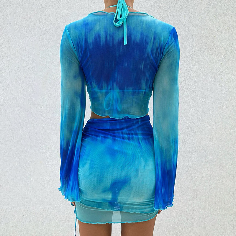 Nsangu Sexy Two Piece Set Blue - مراجعة Tie Dye Two Piece وسعره