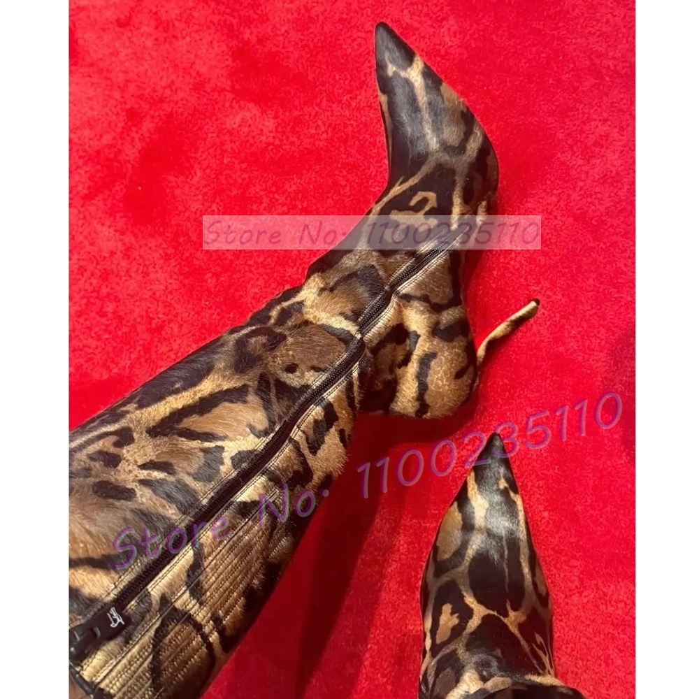 Leopard Print Faux Horsehair K - مراجعة Women'S Fashion Knee High Boots وسعره