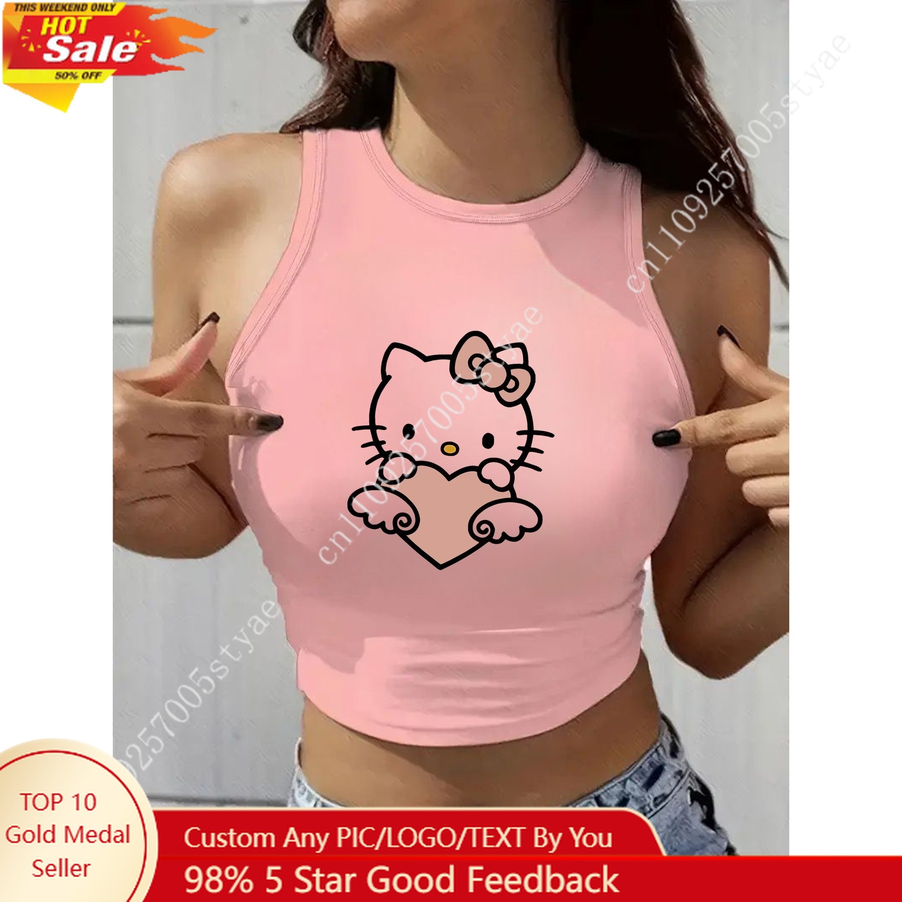 HELLO KITTY Classic Round Neck - مراجعة Women Fashion Vest وسعره