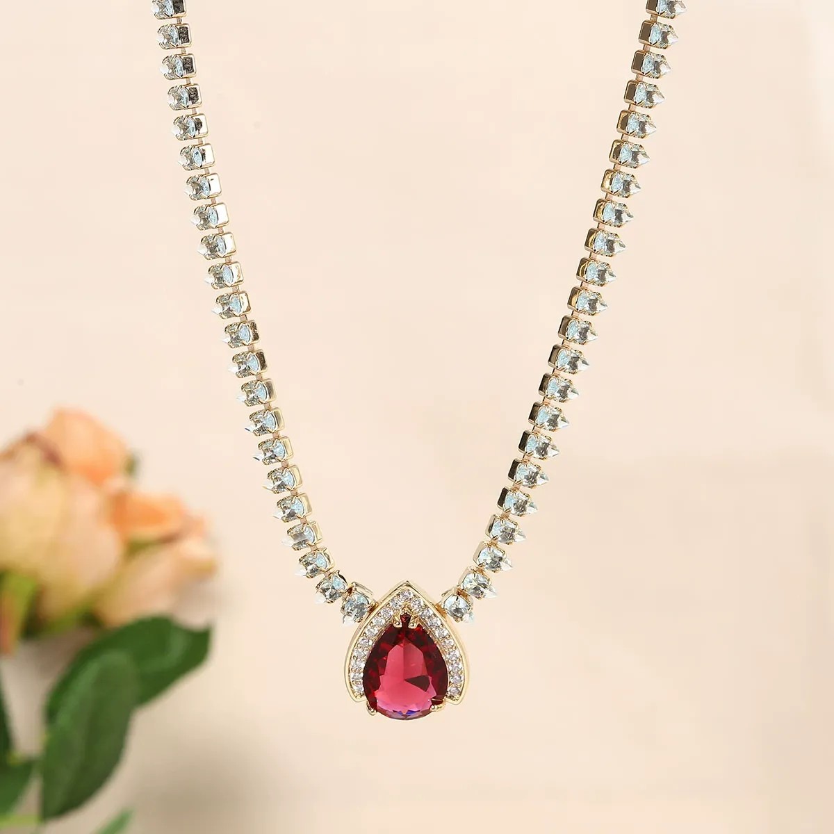 Red Zirconia Pendant Necklace  - مراجعة Women Fashion Uae وسعره