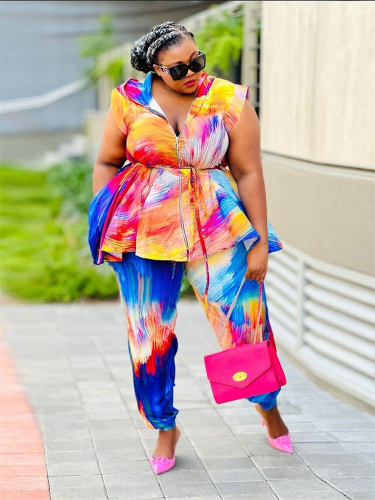Wmstar Plus Size Women Clothin - مراجعة Tie Dye Two Piece وسعره