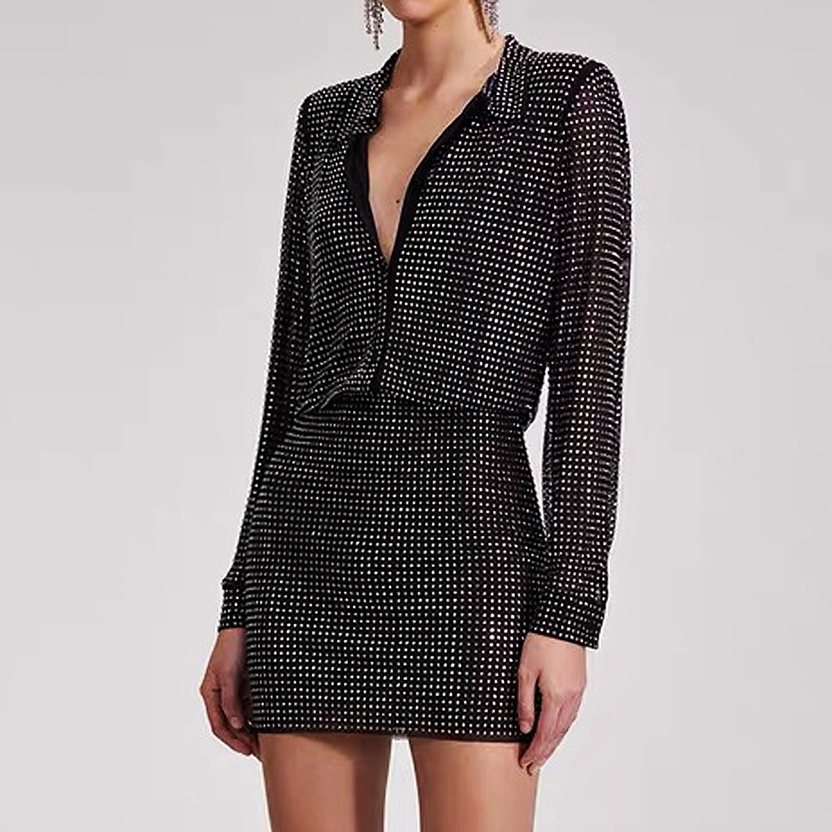 S-XL Mesh Glitter Long Sleeve  - مراجعة Xl Women'S Fashion وسعره