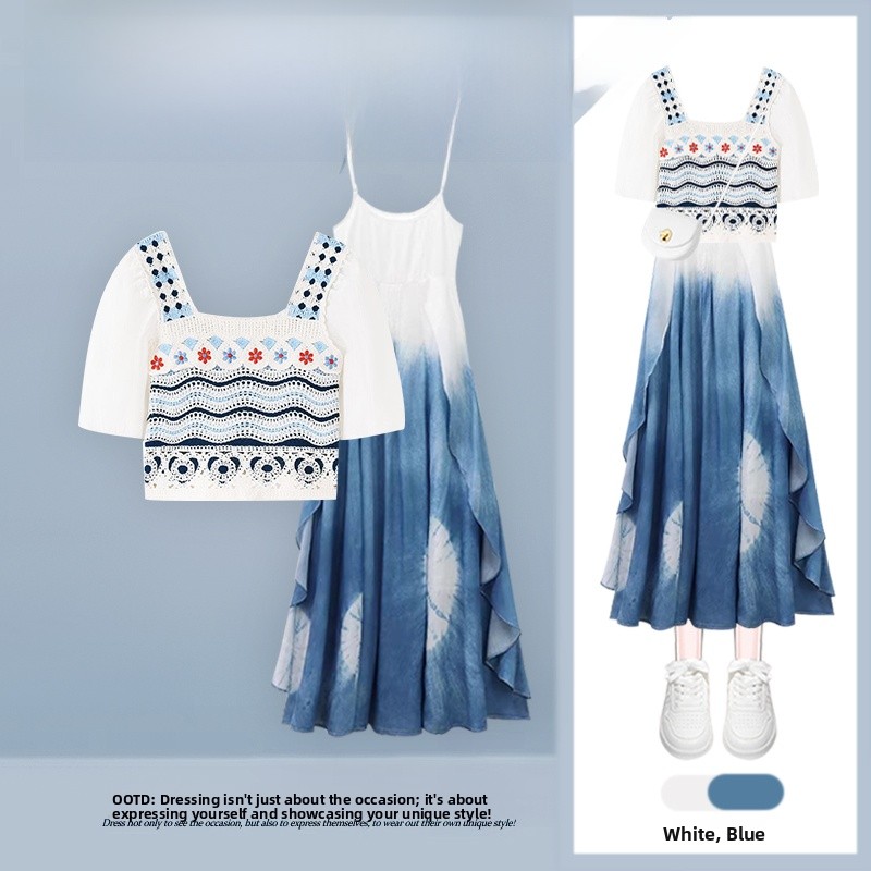Retro Hooked Floral Short Slee - مراجعة Tie Dye Two Piece وسعره