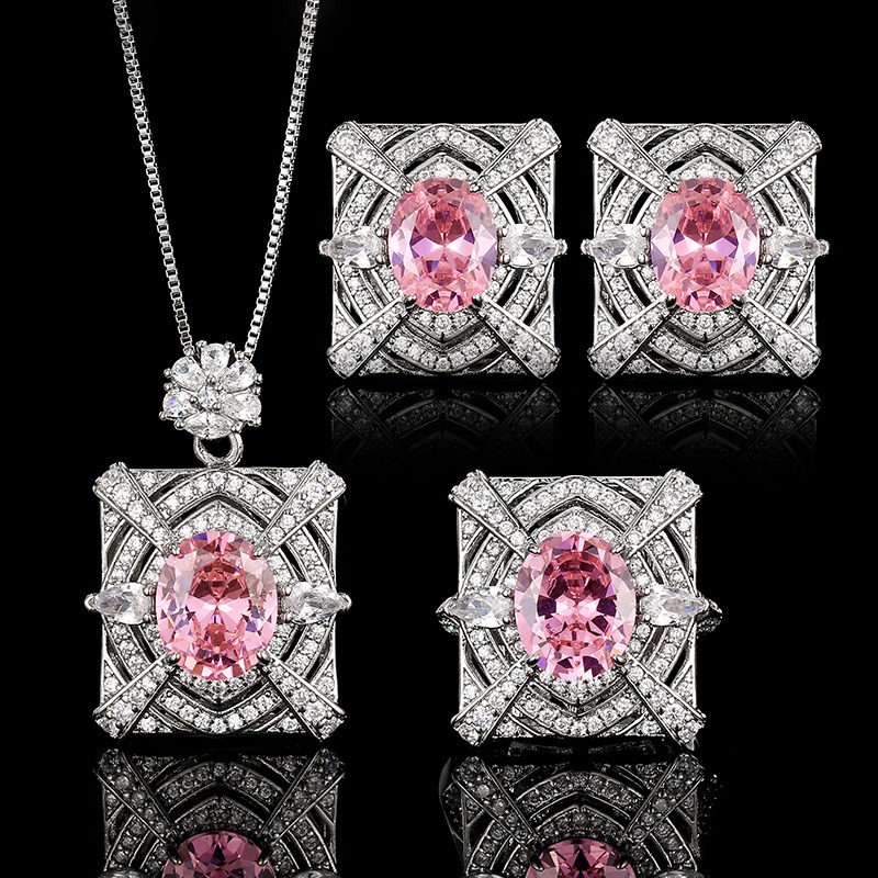 Pink Zirconia Necklace Earring - مراجعة Women Fashion Uae وسعره
