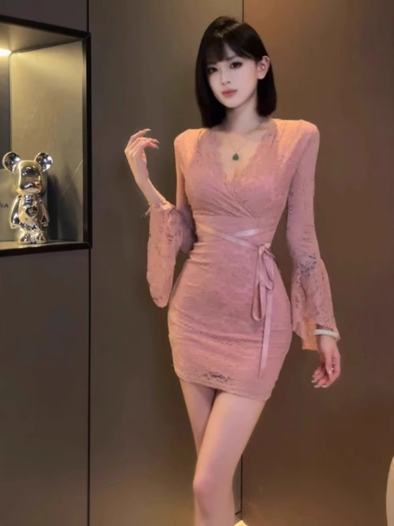 Sexy Lace Bell Sleeve Dress Wo - مراجعة Women Fashion Dress Names وسعره