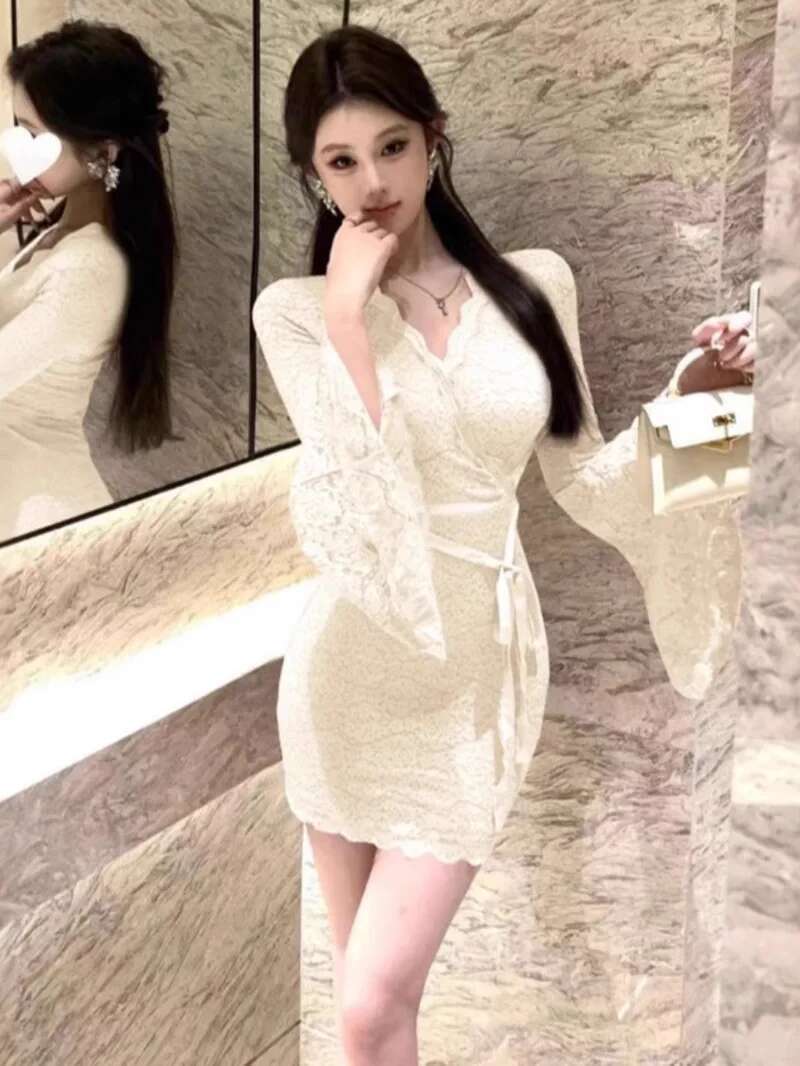 Sexy Lace Bell Sleeve Dress Wo - مراجعة Women Fashion Dress Names وسعره