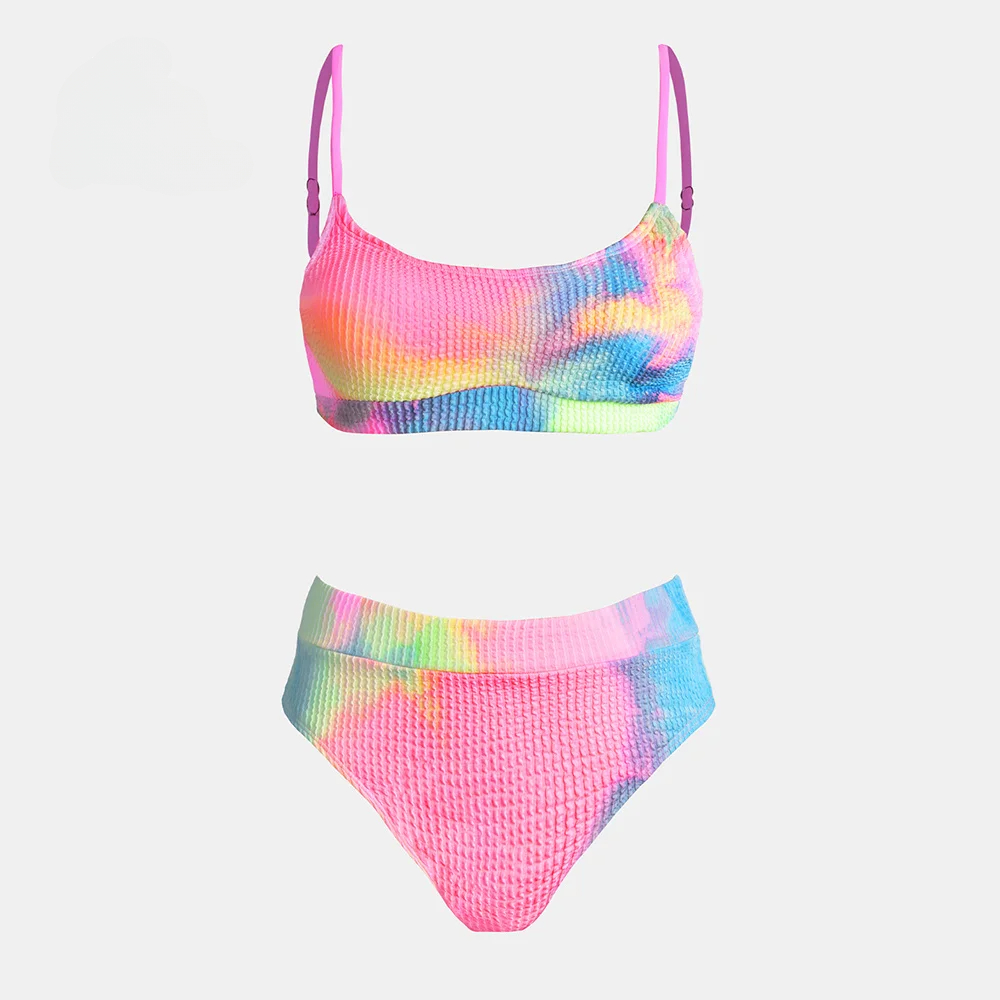 Textured Tie-Dye High Waist Bi - مراجعة Tie Dye Two Piece وسعره